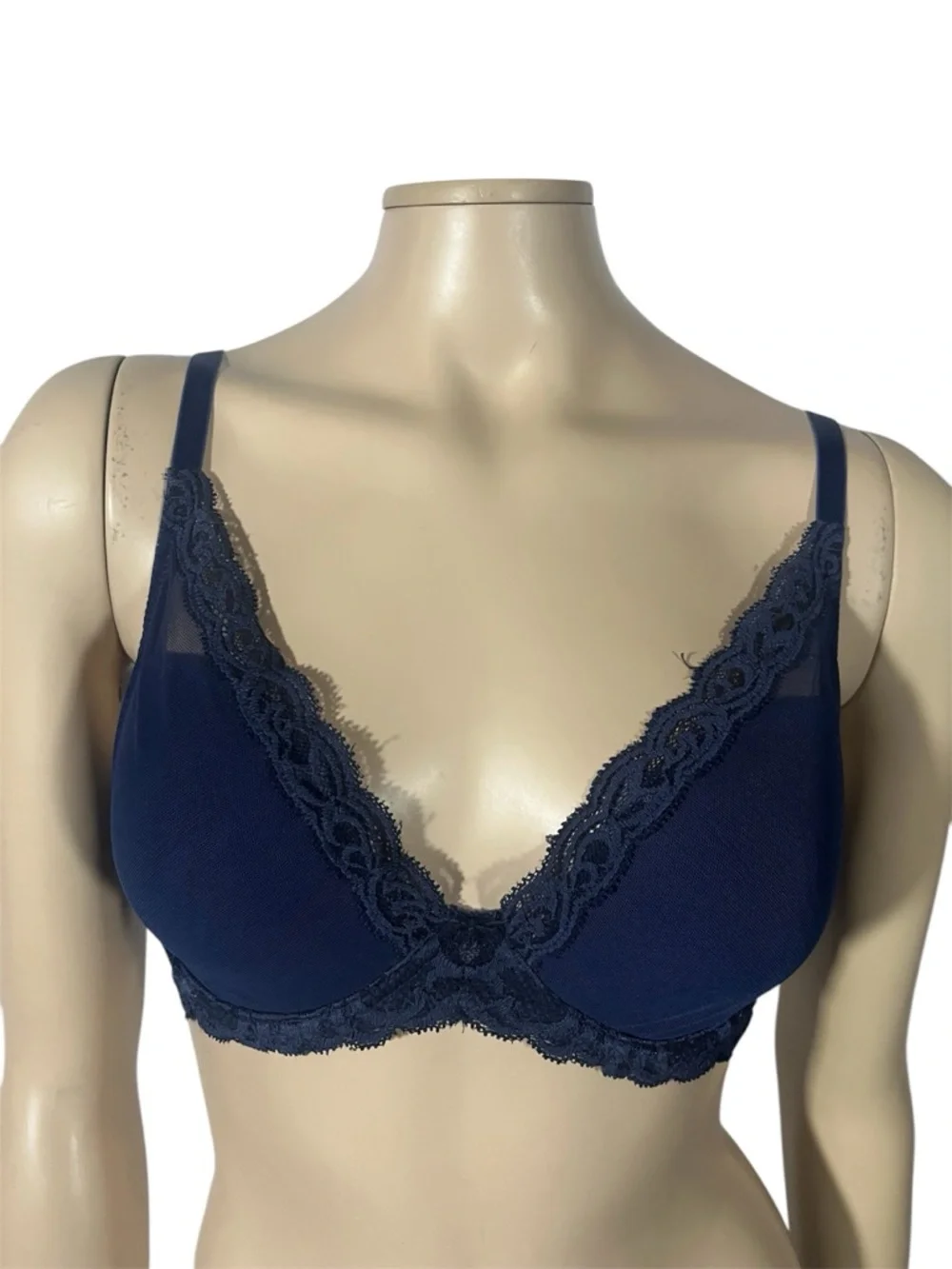 Natori Feather Tshirt Bra Navy Lace Trim Underwire Bra - Women Intimates - Picture 7 of 12